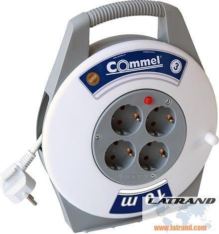 Мaкара в кутия бяла 10м  IP20 H05VV-F 3G1mm2 термична защита 4 шуко Commel-C0890