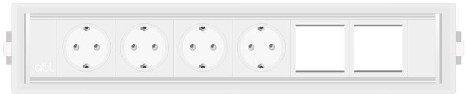 Модул Level-C 6M с 4х Шуко и 2х празни модула, цвят Бял, ABL, ABL Сърбия, 2G01F4A2
