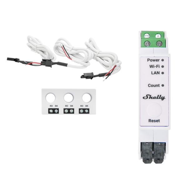 Трифазен Smart мерител 3х 63A за DIN монтаж Shelly PRO 3EM-3CT63 - 268193, SHELLY