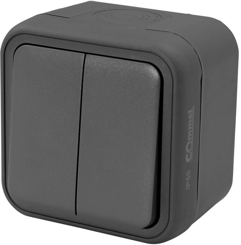 Сериен ключ за открит монтаж IP55 цвят Антрацит Bura Commel, COMMEL, C043-105