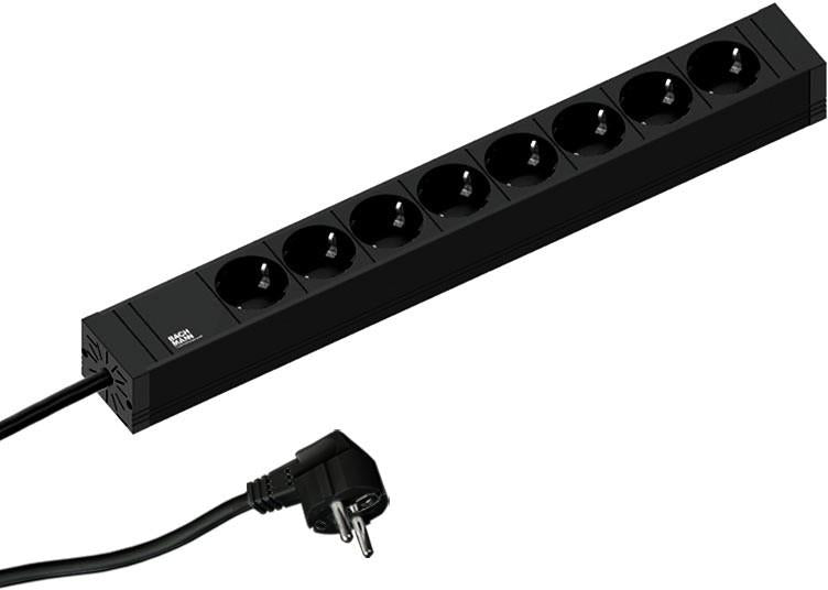Разклонител ЧЕРЕН 8x2P+E с кабел 2 метра / 3x1.5мм2 CONNECT LINE, Bachmann, BACHMANN, B420.0019