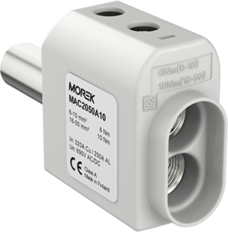 Изолиран конектор към устройство SR2x50RB 2xAl/Cu 6-50mm², 690V MOREK, MAC2050A10