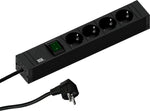 Разклонител ЧЕРЕН 4x2P+E с кабел 2 метра / 3x1.5мм2, копче, CONNECT LINE, Bachmann, BACHMANN, B420.0012