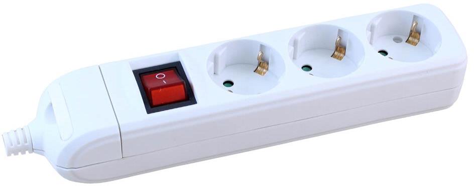 Разклонител с копче БЯЛ 3x2P+E без кабел Commel, COMMEL, C232-032