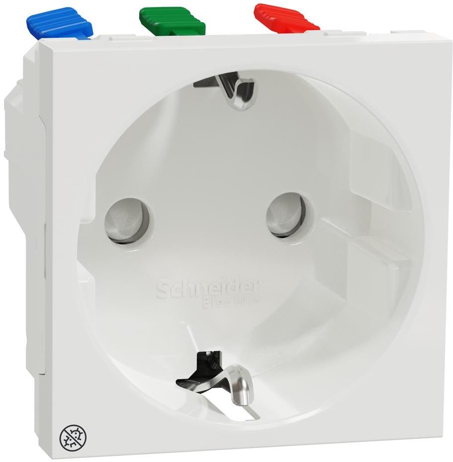 Контакт шуко с детска защита авт. 2 мод. Антибактериален Unica SE, SCHNEIDER ELECTRIC, NU305720