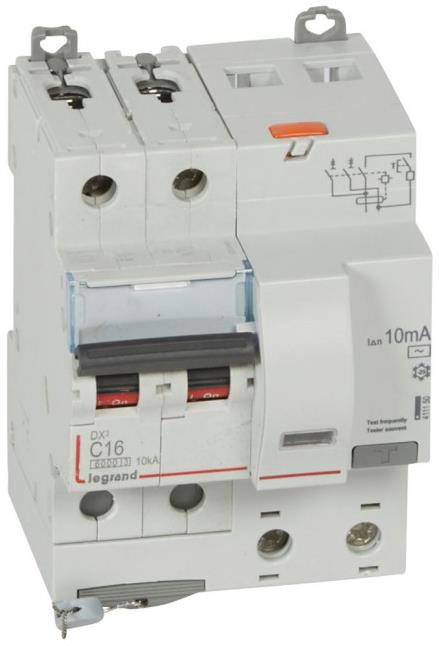 ДТЗ комбинирана DX3 2P 16A крива C 10mA тип AC 6kA 4 мод. Legrand, LEGRAND НИСКО НАПРЕЖЕНИЕ, 411150