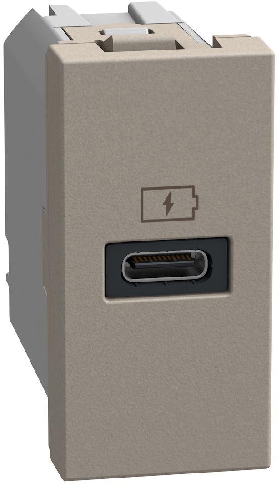 Розетка USB за зареждане тип C Power Delivery 20W 1 мод. цвят Камък Light Now Bticino, BTICINO, YG4192C