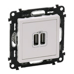 Двоен usb контакт 1500мa за зареждане 5v, бял, legrand, valena life, 753112