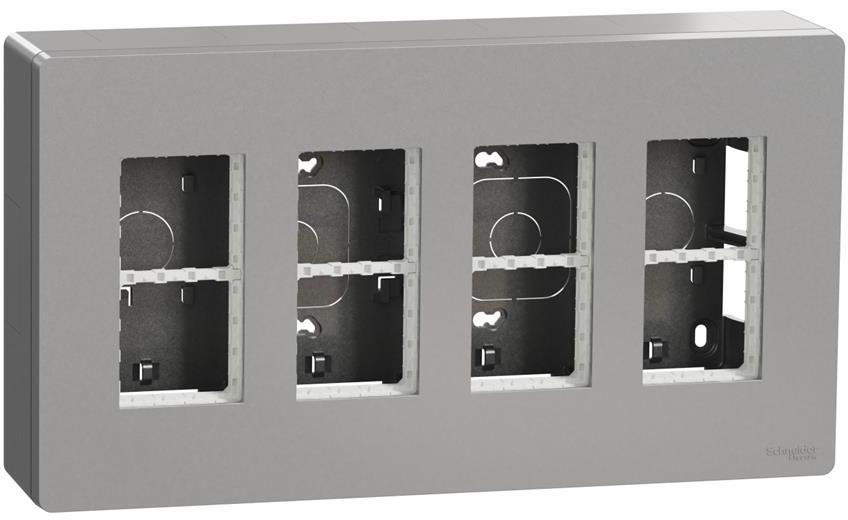 Моноблок за открит монтаж 4x4 мод. цвят Алуминий Unica System+ SE, SCHNEIDER ELECTRIC, NU124430