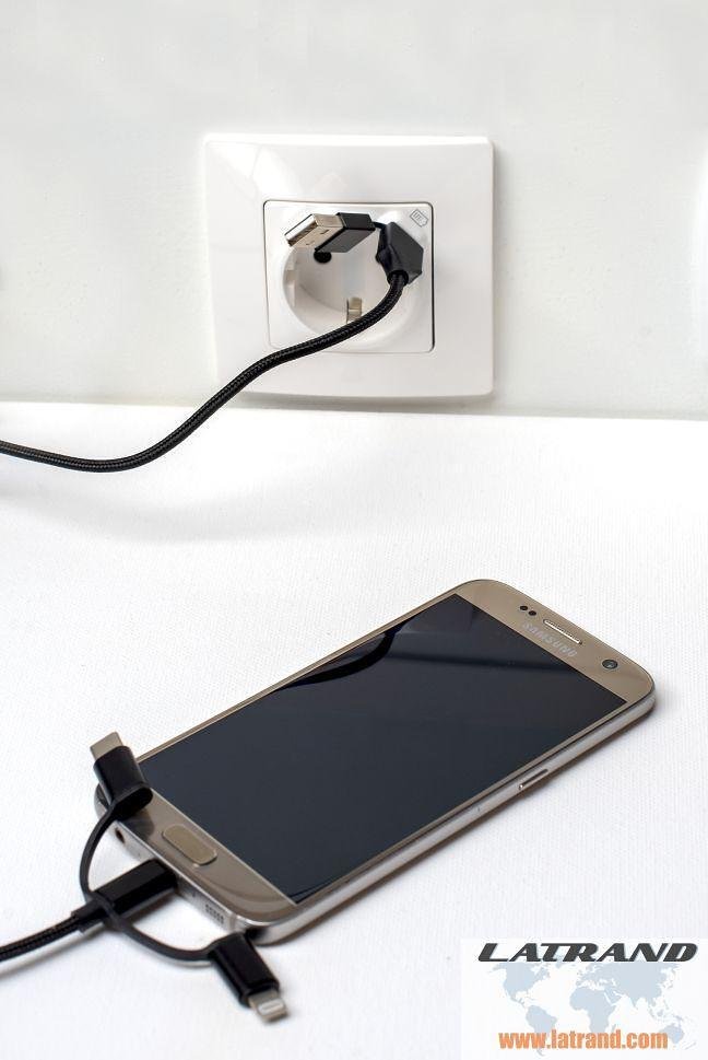 Универсален USB  кабел - USB A, USB C и micro USB, Latrans, usb uni