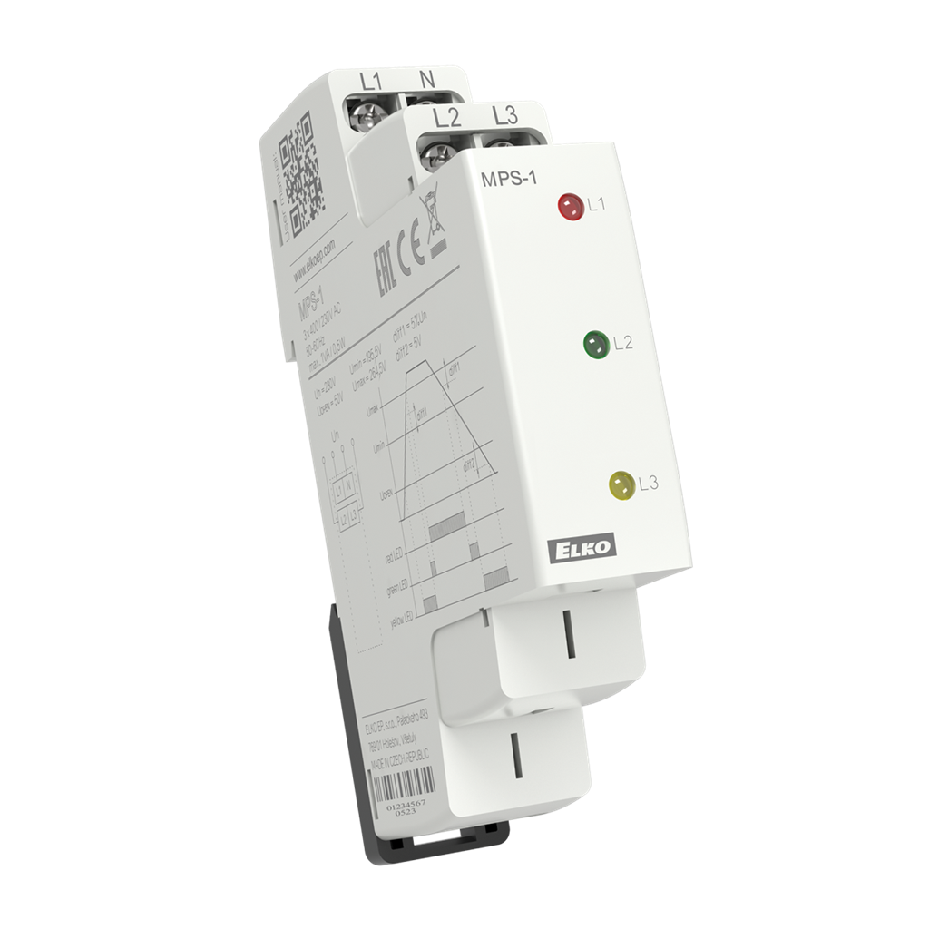 Индикатор за контрол на напрежение 3P, 230/400Vac, 1DIN, Elko EP, ELKO EP, MPS-1