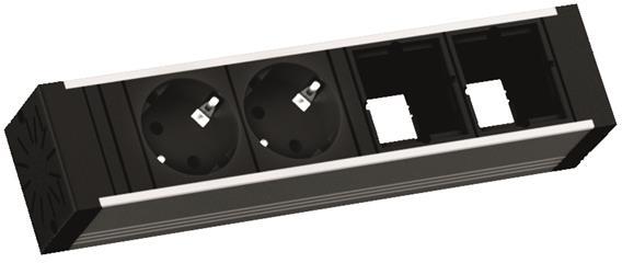 Модул за VENID с 2х Шуко и 2х празни модула, цвят Черен, Bachmann, BACHMANN, B936.007