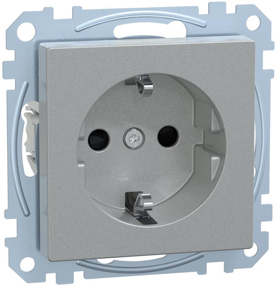 Контакт шуко с лицев панел и Д.З. цвят Алуминий System M Merten SE, SCHNEIDER ELECTRIC, MEG2300-0460