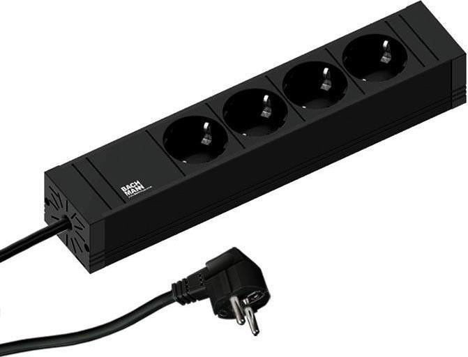 Разклонител ЧЕРЕН 4x2P+E с кабел 2 метра / 3x1.5мм2 CONNECT LINE, Bachmann, BACHMANN, B420.0017