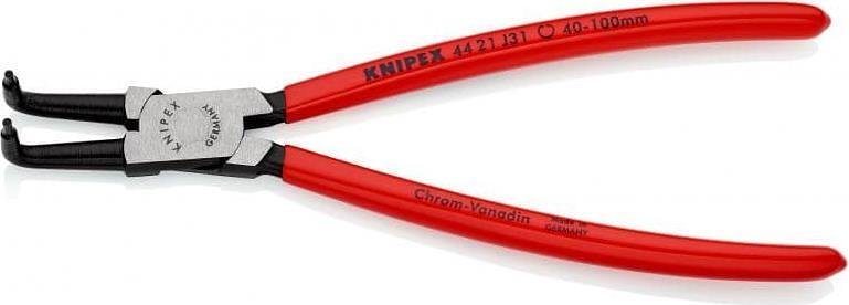 Зегер клещи под ъгъл 90°, Ø40-100мм, червена ръкохватка 215мм, Knipex - K4421J31