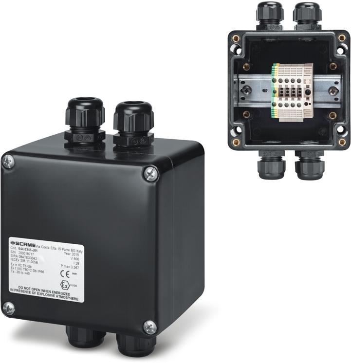 Кутия взривозащитена EX 122х120х90мм IP66, с 4х щуцера М20, 4xWDU 4,0mm², серия Zenith-P ЕX Scame, SCAME, 644.0345-J01