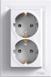 Контакт шуко ДВОЕН 16A моноблок цвят Бял Asfora SE, SCHNEIDER ELECTRIC, EPH9900121