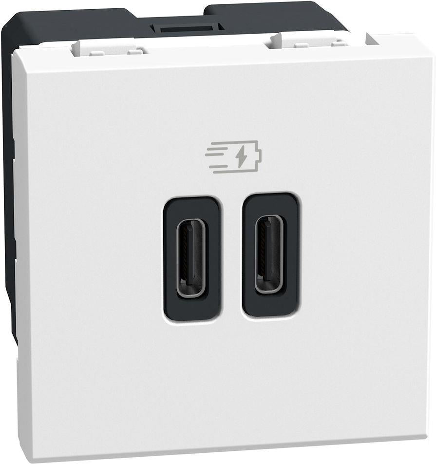 Розетка 2xUSB за зареждане тип C 3A 15W 2 мод. цвят Бял Light Now Bticino, BTICINO, YW4286C2