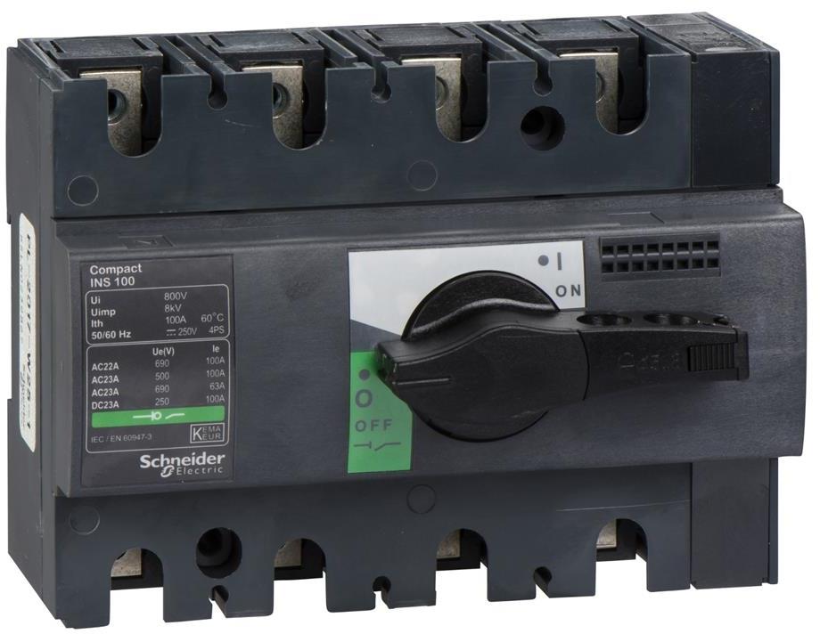 Товаров прекъсвач INS100 4P 100A, за DIN монтаж, с ръкохватка SE, SCHNEIDER ELECTRIC НИСКО НАПРЕЖЕНИЕ, 28909