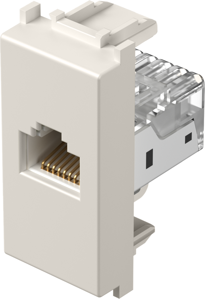 Розетка RJ45 Cat.5e UTP 1 мод. цвят Крем мат Modul TEM, KM37MI