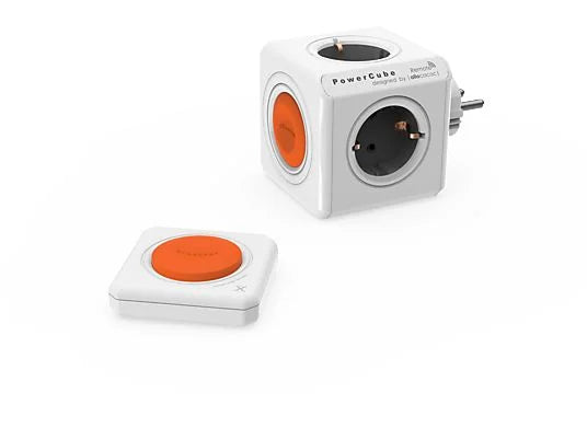 Разклонител електрически Allocacoc с щепсел и ключ бял, 4 гнезда, PowerCube Original Remote, 1510/EUORRM