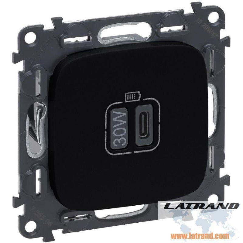 LEGRAND - Розетка USB за зареждане тип C Power Delivery 30W цвят Черно Valena Allure (комплект с механизъм) Legrand 755509