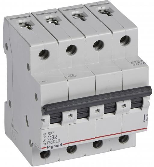 Автоматичен прекъсвач RX3 4P 32A крива С 6kA MC Legrand, LEGRAND НИСКО НАПРЕЖЕНИЕ, 419920