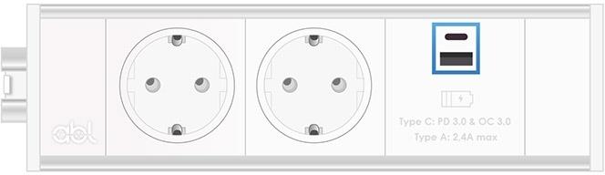 Модул Link 3M с 2х Шуко и USB тип A+C, цвят Бял, ABL, ABL Сърбия, 2M21F2A3
