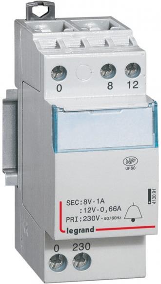 Модулен звънчев трансформатор 8VA 8…12V 2 мод. Legrand, LEGRAND НИСКО НАПРЕЖЕНИЕ, 413091