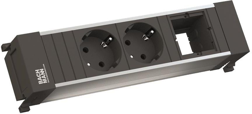 Модул за POWER FRAME 3M с 2х Шуко и 1х празен модул, цвят Черен, Bachmann, BACHMANN, B916.000