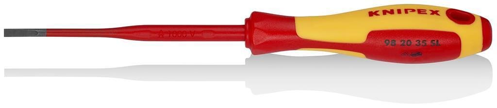 Отвертка шлиц 3.5 Slim, VDE 1000V жълто-червена ръкохватка 202мм, Knipex - K982035SL