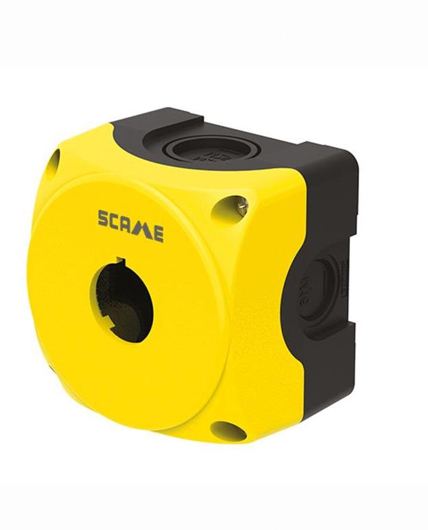 Бутониера празна с 1 отвор Ø22mm жълта IP66 Compact Scame, SCAME, 590.PBY01