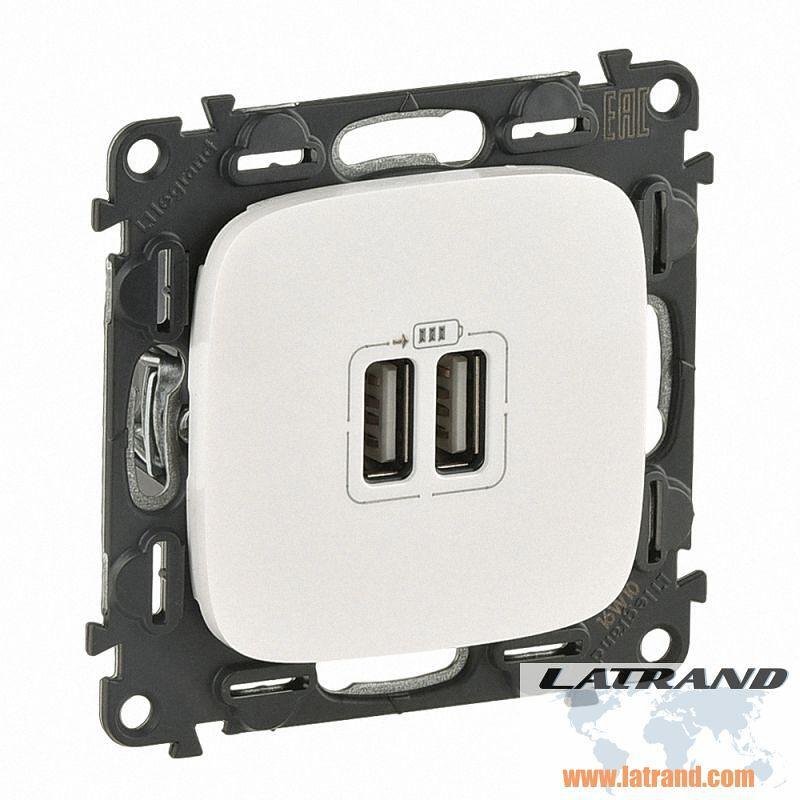 Розетка 2хUSB за зареждане тип A 5V 2.4A 12W цвят Перла Valena Allure (комплект с механизъм) Legrand - 754999