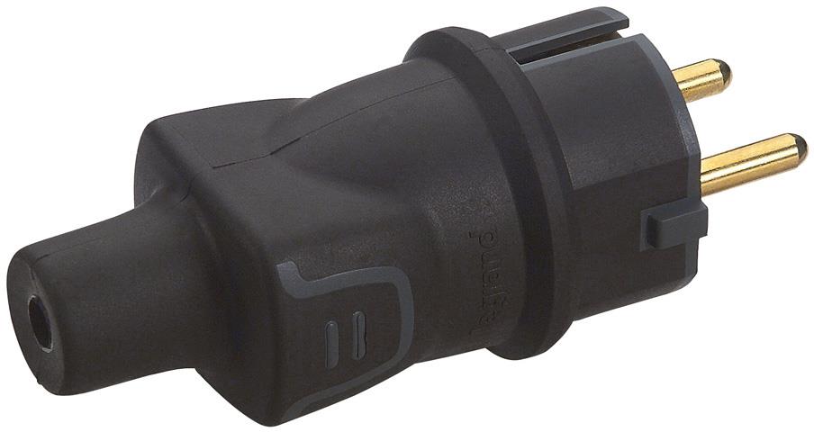 Щепсел черен 2P+Т 16A ІР44 250V гумиран Legrand, LEGRAND, 50196