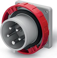 Промишлен щепсел 3P+N+Е 16A 346-415V IP66/67, 6h серия Optima панелен монтаж 75x75мм Scame, SCAME, 248.1697
