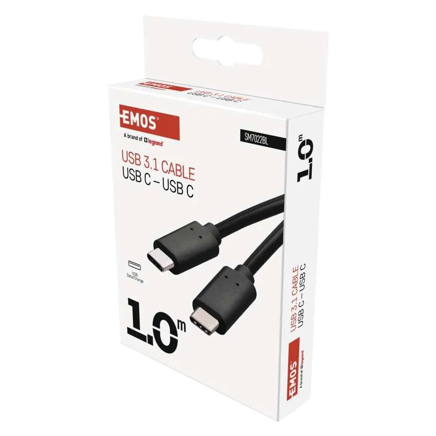 Корда USB 3.1 C/M-C/M PVC черна – 1m EMOS, SM7022BL