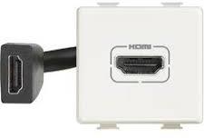 Розетка HDMI с кабел 15см 2 мод. цвят Бял LL Bticino, BTICINO, N4284