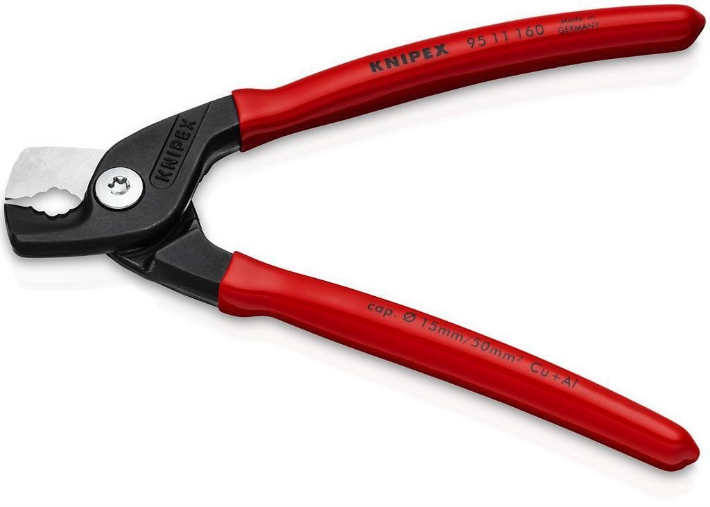 Ножици за рязане на кабел до 50мм2 StepCut, червена ръкохватка 160мм, Knipex - K9511160
