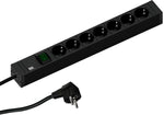 Разклонител ЧЕРЕН 7x2P+E с кабел 2 метра / 3x1.5мм2, копче, CONNECT LINE, Bachmann, BACHMANN, B420.0014