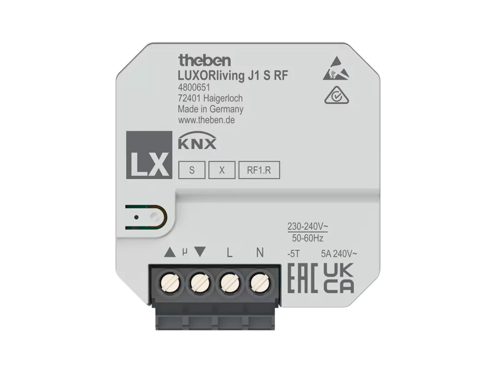 Модул щори J1 S RF 1х 5A 44х44mm LUXORliving Theben, KNX, 4800651
