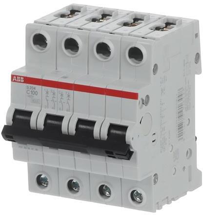 Автоматичен прекъсвач S204 4P 100A крива С 6kA ABB, 2CDS254001R0824