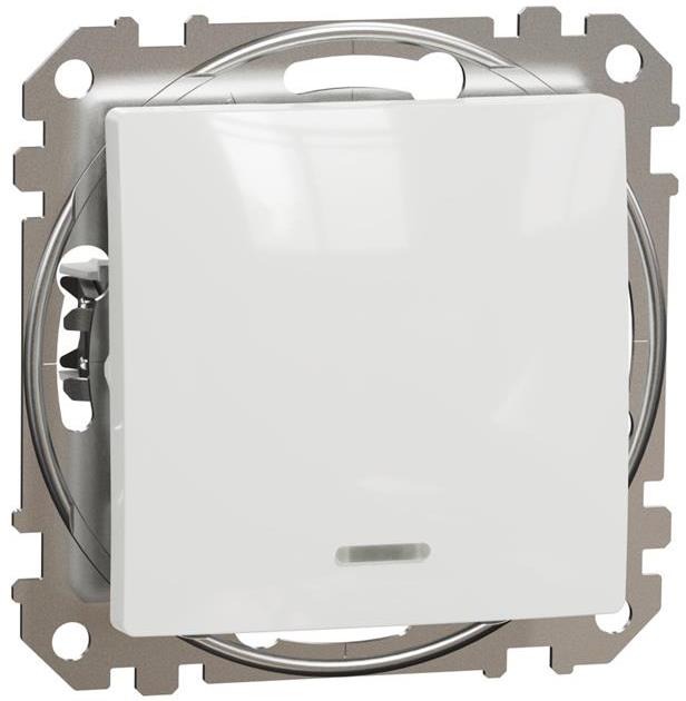 Кръстат ключ с подсветка цвят Бял Sedna SE, SCHNEIDER ELECTRIC, SDD111107L