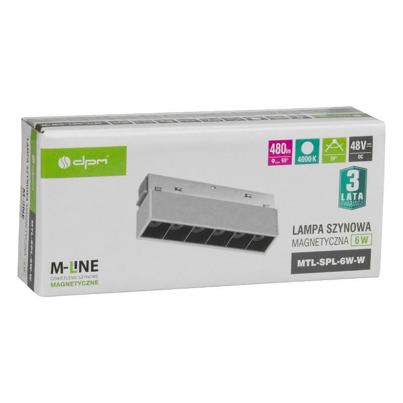 Линейна магнитна лампа за релсова система M-LINE, бяла, 6 W, 480 lm, 4000 K, DPM, MTL-SPL-6W-W