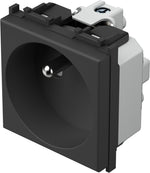 Контакт френски стандарт 2P+E 16A 2 мод. цвят Черен мат Modul TEM, VM40SB