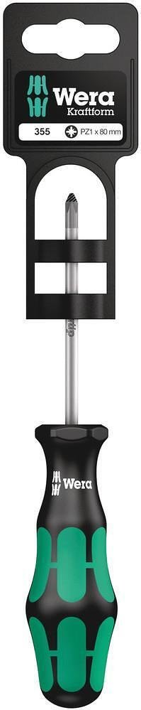 Отвертка PZ 1x80, зелено-черна ръкохватка, 355 Kraftform Plus блистер Wera - W100056