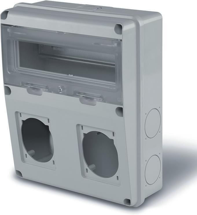 Табло за индустриални контакти и DIN модули IP55, UV, серия Enerbox 11 DIN, 2х16-32A Scame-633.2024