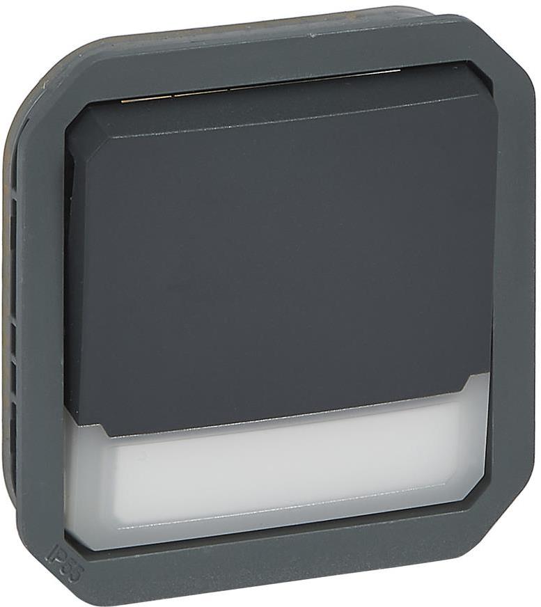 Бутон NO/NC с подсветка 12V и етикет механизъм цвят Антрацит IP55 Plexo New Legrand, LEGRAND, 69814L