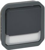 Бутон NO/NC с подсветка 12V и етикет механизъм цвят Антрацит IP55 Plexo New Legrand, LEGRAND, 69814L