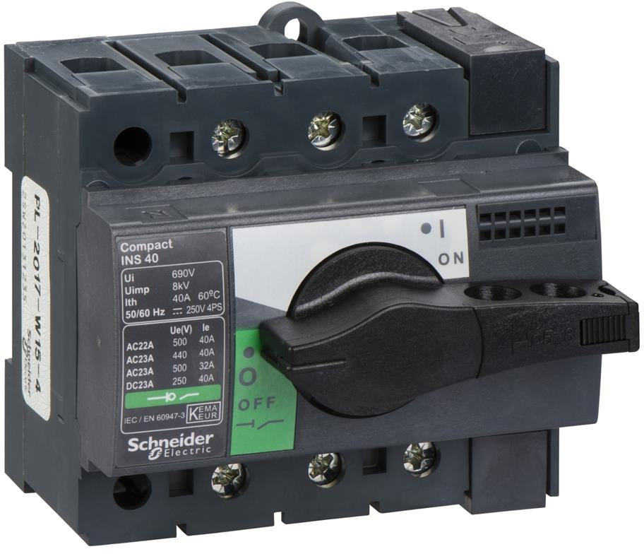 Товаров прекъсвач INS40 3P 40A, за DIN монтаж, с ръкохватка SE, SCHNEIDER ELECTRIC НИСКО НАПРЕЖЕНИЕ, 28900