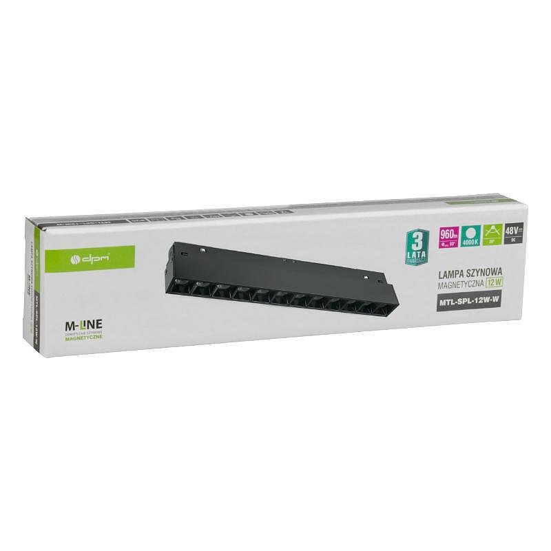 Линейна магнитна лампа за релсова система M-LINE, черна, 12 W, 960 lm, 4000 K, DPM, MTL-SPL-12W-B